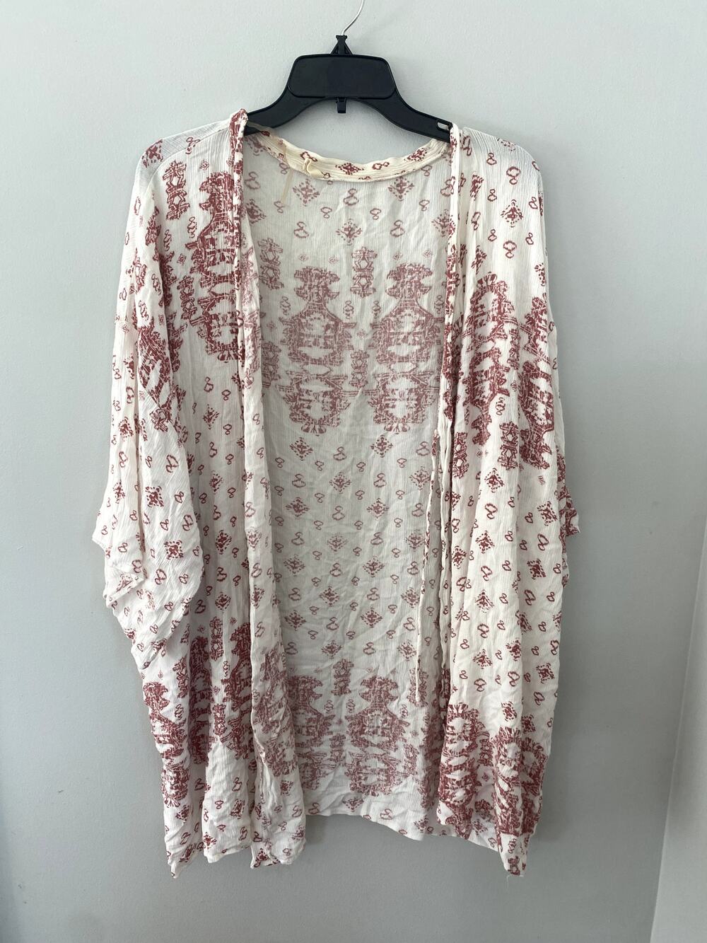 Pink Blush Women's Kimono White Boho Cardigan